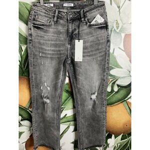 Vigoss Size 27 Stevie Crop Straight Distressed Grey Jeans NWT Msrp $69